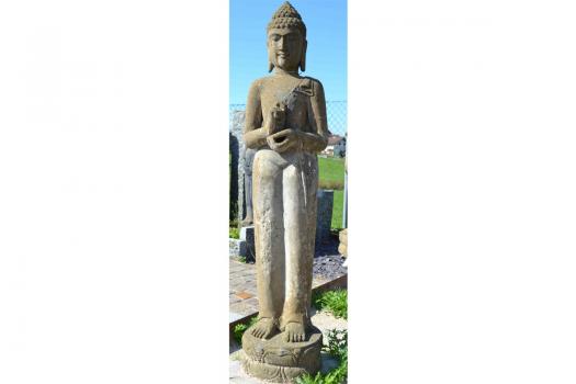 Steinskulptur stehender Buddha, 130 cm